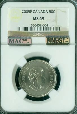 2005 P CANADA 50 CENTS NGC MS69 PQ MAC FINEST GRADED MAC SPOTLESS * - Image 1 of 2
