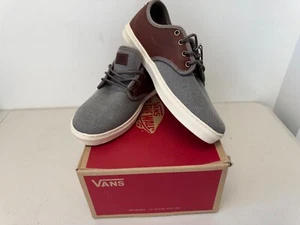 NUEVO Con Caja Furgonetas Ludlow Militar Gris/Marrón Cuero/Lona M7.5 VN-0OKY79P - Imagen 1 de 4