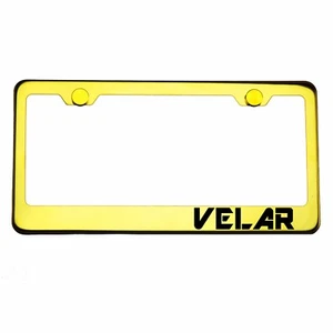 Gold Chrome License Plate Frame VELAR Laser Engraved Metal Screw Cap - Picture 1 of 8