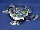 Art Glass Paper Weight Millefiori Royal Blue Silver Sea Turtle Hand Blown 7 Inch