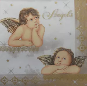 4 x Single Paper Napkins Angels and Stars for Decoupage Crafting and Table 100 - Picture 1 of 2