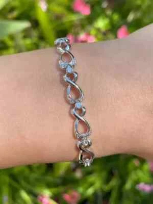 Браслет женский красоты 4 карата круглая огранка лабораторно созданный бриллиант 14K Wh позолота 7 дюймов - Изображение 1 из 4