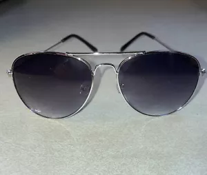 Vintage 80s Gogo Retro Large Aviator Style Blue Tint Wire Frame Sunglasses - Picture 1 of 3