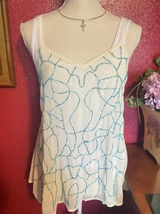 Woman’s Top by Lulumari Beautiful Bead Work Sz M Ivory MRSP $64 Roxy Rose - Picture 1 of 3