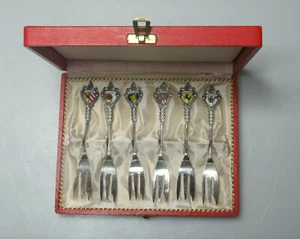 6 Antique Silver Dessert Forks 1967 or Earlier, West German Cities - Picture 1 of 3