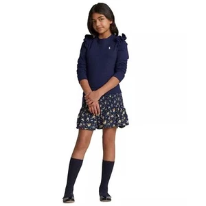 NWOT Polo Ralph Lauren Girls Long Sleeve Floral Fleece Sweatshirt Dress Sz XL 16 - Picture 1 of 11