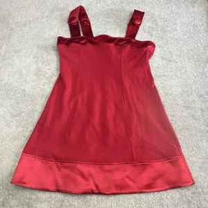 Vintage Bebe Dress Womens Medium Red Short Mini Sleeveless 90s Y2K Pockets NOS - Picture 1 of 13
