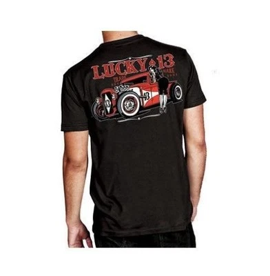 LUCKY 13 阿德里安女式热杆灰色气体荣耀朋克哥特纹身 T 恤 S-4XL — 第 1/3 张图片