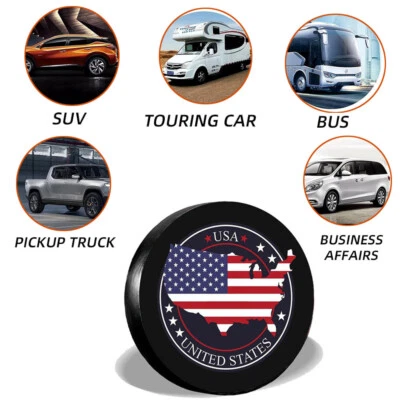 USA Map Spare TIre Cover 16" Sun Rain Protector Universal For JL  Jeep Wrangler Foto 1 de 4