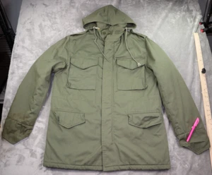 VTG 1970's JC Penney Field Coat Jacket Men's Size M Olive Green Hooded ** - Picture 1 of 18