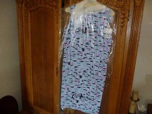 Diane Von Furstenberg Vtg M 100% Silk Assets Sleeveless Blue Geometric Dress NWT - Picture 1 of 10