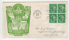 1943 WW2 Patriotic FDC 908 STAEHLE 4 FREEDOMS BLOCK OF 4 & ABE LINCOLN ALL GREEN