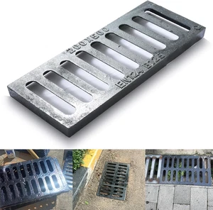 Cast Iron Drain Grate, 8 * 20In Outdoor Drain Cover, Heavy Duty B125 Class Chann - Picture 1 of 12