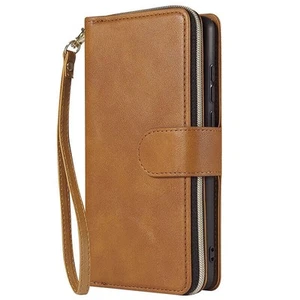 OnePlus 10 Pro Wallet Case 9 Card Zipper Slots Kickstand Flip Leather Phone Case - Picture 1 of 38