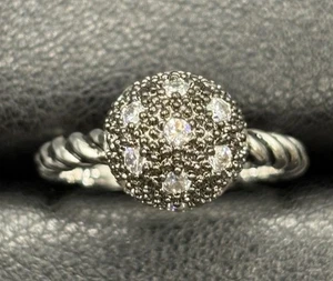 New Condition Textured Rope Ball Ring Cubic Zirconia Size 7 - Picture 1 of 11