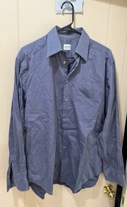 Camisa de vestir gris Armani Collezioni para hombre talla 15.5 39 diseñador abotonada - Imagen 1 de 5