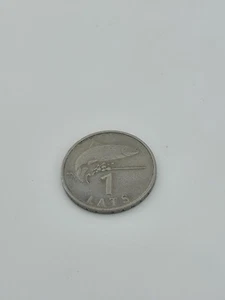 Lettische Münze Lettland 1 Lats | Lachs | Löwe | Greif | 1992 - Bild 1 von 2