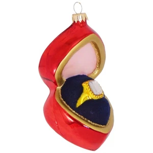 Anillo de compromiso en caja en forma de corazón adorno navideño vidrio - Imagen 1 de 1