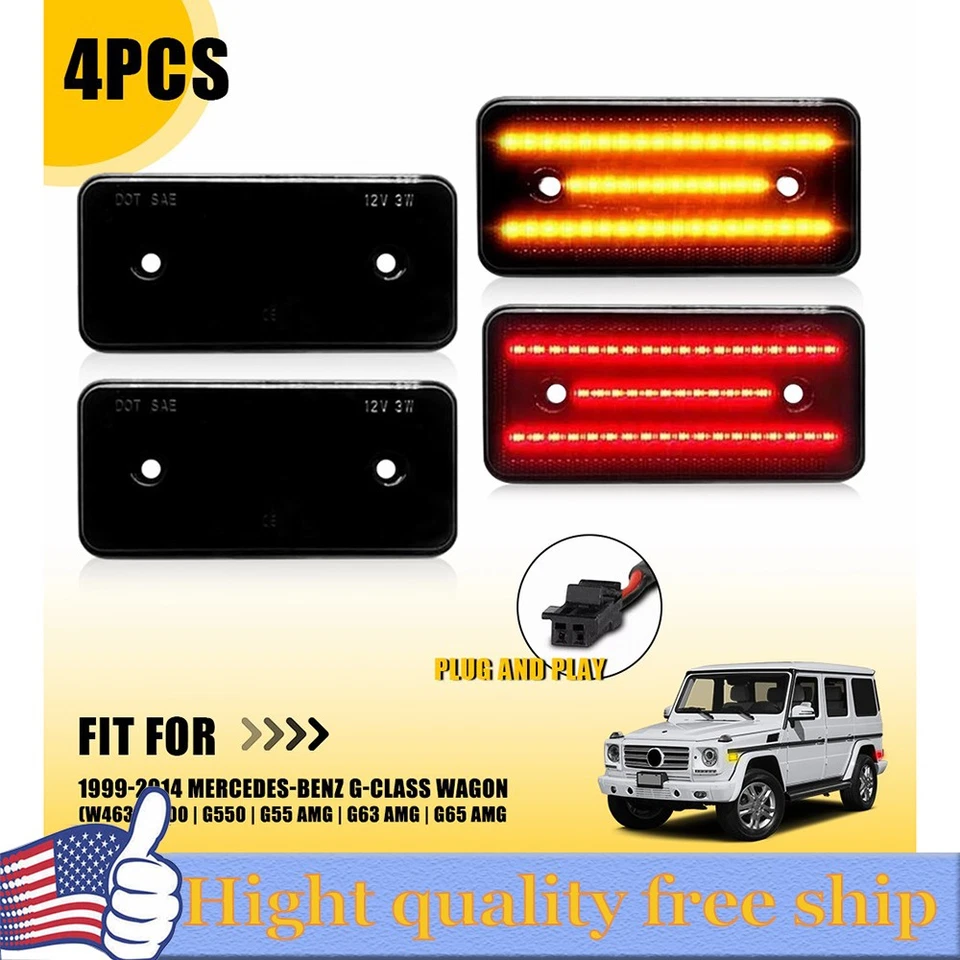 F&R LED Side Marker Light Smoked For 02-14 Mercedes-Benz W463 G500 G550 GClass W - Image 1 of 4
