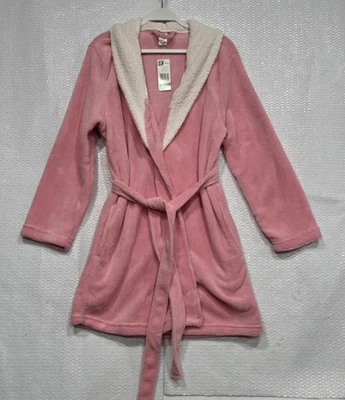 Dearfoam Women's Robe Peony Pink White Collar Pockets Belt size Large NWT - Image 1 of 4