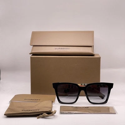 Очки солнцезащитные женские квадратные с полным ободком градиентные Burberry BE4335 черные/клетчатые - Изображение 1 из 4