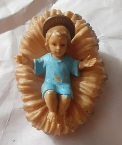 Figura pesebre plástico bebé Jesús vintage belén túnica azul, 2,5", *tal cual - Imagen 1 de 3