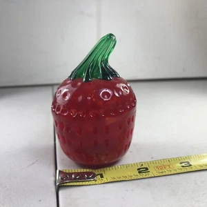 Vintage Maude and Bob St. Clair Glass Strawberry Hand Blown Paperweight Red 1982 - Picture 1 of 10