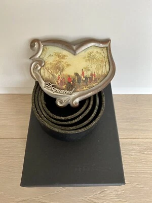 Cintura Dsquared 2 Fox Hunting uomo con Sacchetto, Scatola Originale E Ricambio - Immagine 1 di 4