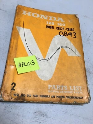 Honda CB125 CB160 CB93 CB 125 160 93 Piezas List Lista Catálogo Pieza Suelta - Imagen 1 de 4