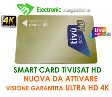 TESSERA SCHEDA SMART CARD TVSAT HD 4K TV SAT TIVUSAT HD TIVU'SAT DA ATTIVARE