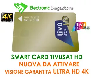TESSERA SCHEDA SMART CARD TVSAT HD 4K TV SAT TIVUSAT HD TIVU'SAT DA ATTIVARE - Foto 1 di 1