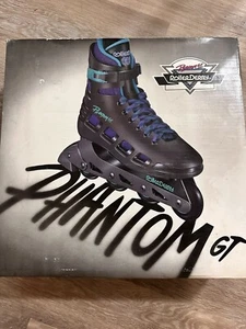 Vintage 90s Phantom Black In Line Roller Derby Mens Skates Size 9 - Picture 1 of 7