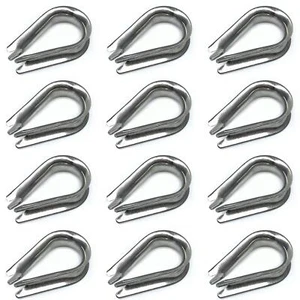 12 PCS M10 Stainless Steel Thimbles for 3/8 Inches Diameter Wire Rope or Cable - Picture 1 of 5