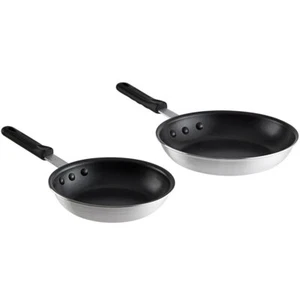 Choice 2-Piece Aluminum Non-Stick Fry Pan Set, Black Silicone Handles 8" 10" - Picture 1 of 4