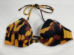 Victorias Secret Bikini 36B Top Imbottito Supporto Triangolo Mimetico - Foto 1 di 4