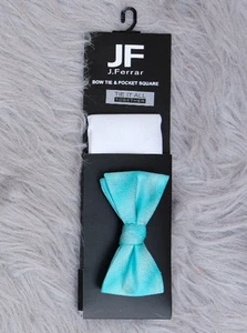 JF J FERRAR MENS MINT BOW NECKTIE & POCKET SQUARE NWT - Picture 1 of 2