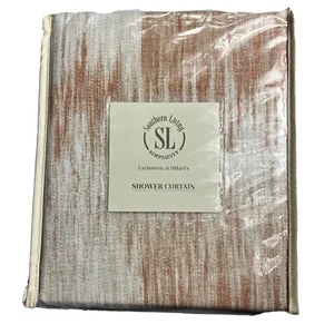 Southern Living Cotton White Peach Pink Sydney Shower Curtain 72x72 - Picture 1 of 5
