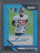 LORENZO CARTER 2018 PANINI PRIZM BLUE SHIMMER FIRST OFF THE LINE AUTO RC #D /25