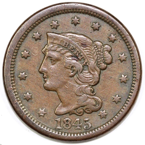 1845 1c N-2 Braided Hair Large Cent Cover