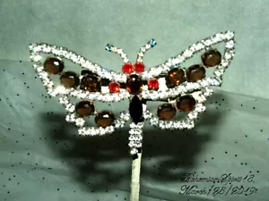 Vintage Antik STRASS SCHMETTERLING Böhmische Glaszinken Set GROSSE Brosche/Pin - Bild 1 von 6