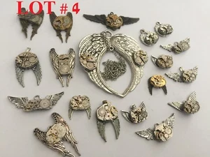 Lotto pendenti ali steampunk parte movimento orologio meccanico Citizen Seiko Gear - Foto 1 di 11