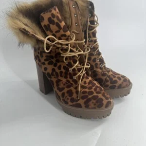 Women's Block Heel Boots Brown and Tan Size 9 - Picture 1 of 7