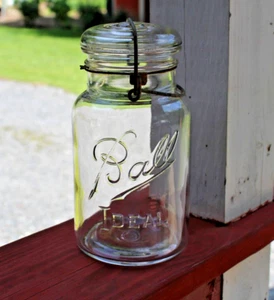 Ball Brand Fruit Jar Canning Jar One Quart with Wire Bail and Lid Vintage - Picture 1 of 4