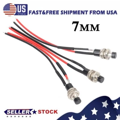 3 Pack Mini Push Button Pre-Wired Momentary N/O OFF-ON Switch Plug 12V 5AMP SPST - Image 1 of 4