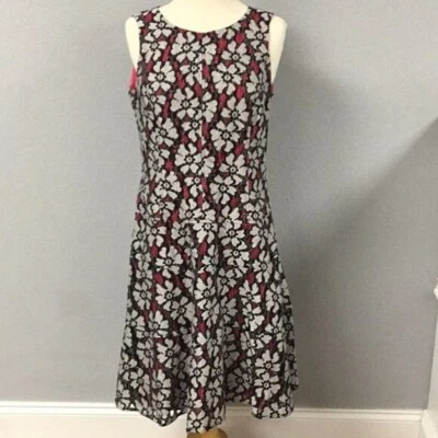 Anne Klein Pink Black Gray Floral Lace Dress Size 8 - Image 1 of 4