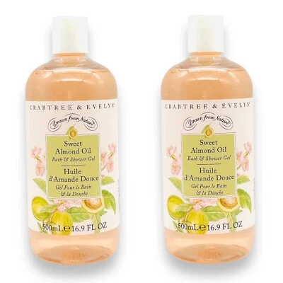 Crabtree & Evelyn SWEET ALMOND OIL Bath & Shower Gel 16.9 fl oz Lot of 2 New - Image 1 of 2