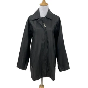 Jones New York Shiny Longline Rain Jacket Womens S Small Full Zip Polyvinyl Coat - Picture 1 of 11