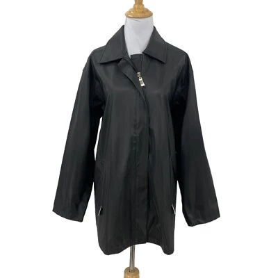 Jones New York Shiny Longline Rain Jacket Womens S Small Full Zip Polyvinyl Coat - Image 1 of 4