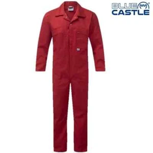BLUE CASTLE RED ZIP FRONT COVERALLS MENS 44" WORKWEAR OVERALLS - Picture 1 of 6