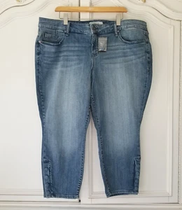 Torrid True Blue Skinny Crop Jeans Knopf Akzent 43W x 23IN Damen 22 Neu mit Etikett - Bild 1 von 8